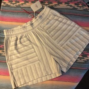 Faherty Women's 100% Cotton Striped Tan Cargo Shorts. Super Soft. Small Petite.